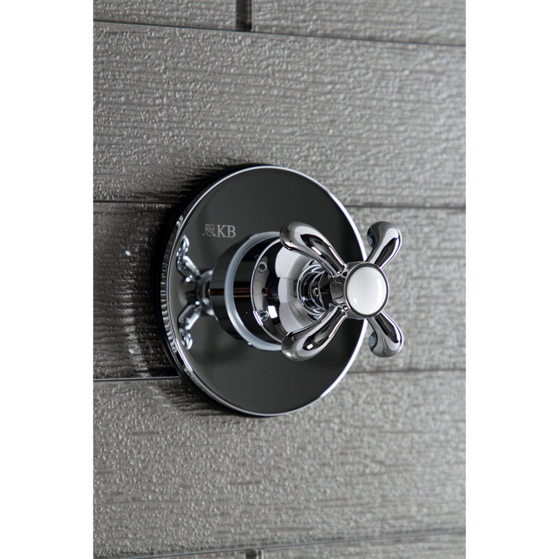 Kingston Brass Single-Handle Wall Mount Three-Way Diverter Valve with Trim Kit, Polished Chrome