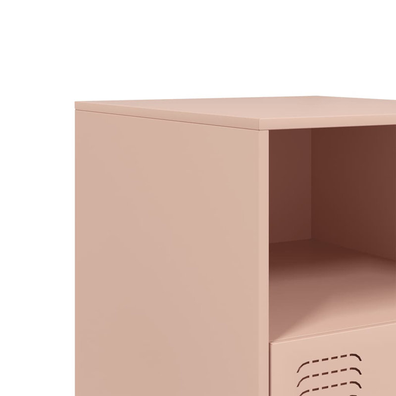 34.5cm W Steel Bedside Table, Pink