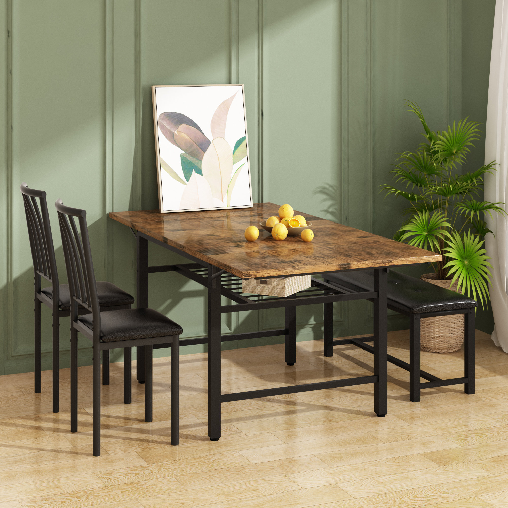 17 Stories Kamariah 4 - Piece Extendable Dining Set | Wayfair