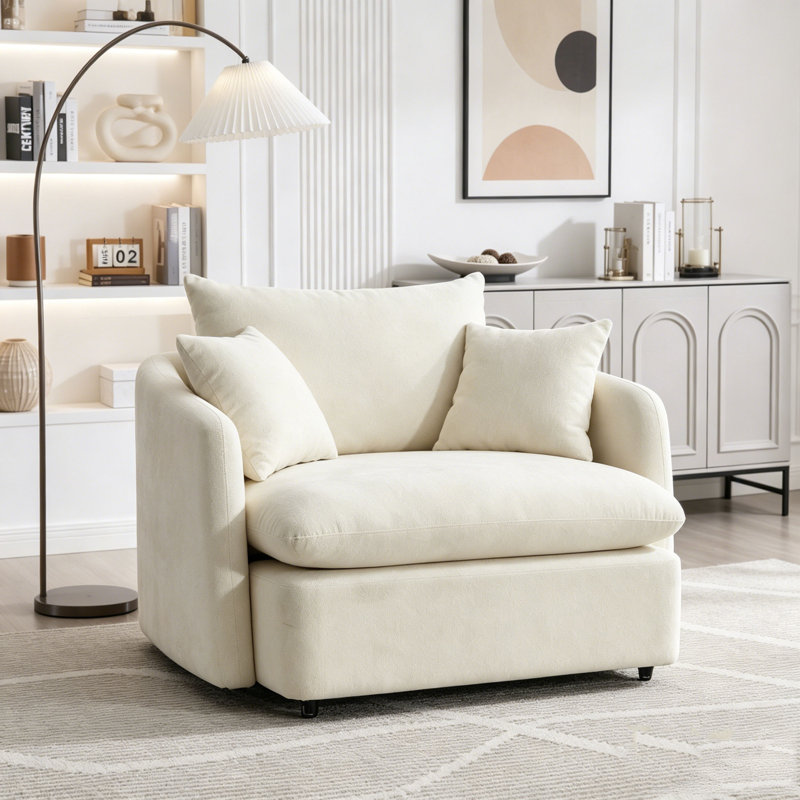 Coussin de fauteuil pivotant sur 360 ° avec 3 coussins, Beige-1, Does Not Apply