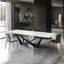 Grande table de salle à manger rectangulaire de 70,9 po pour 6 à 8 personnes, table de salle à manger moderne en pierre frittée avec base en acier inoxydable noir, table de cuisine pour la maison de salon (table seulement)-144438349