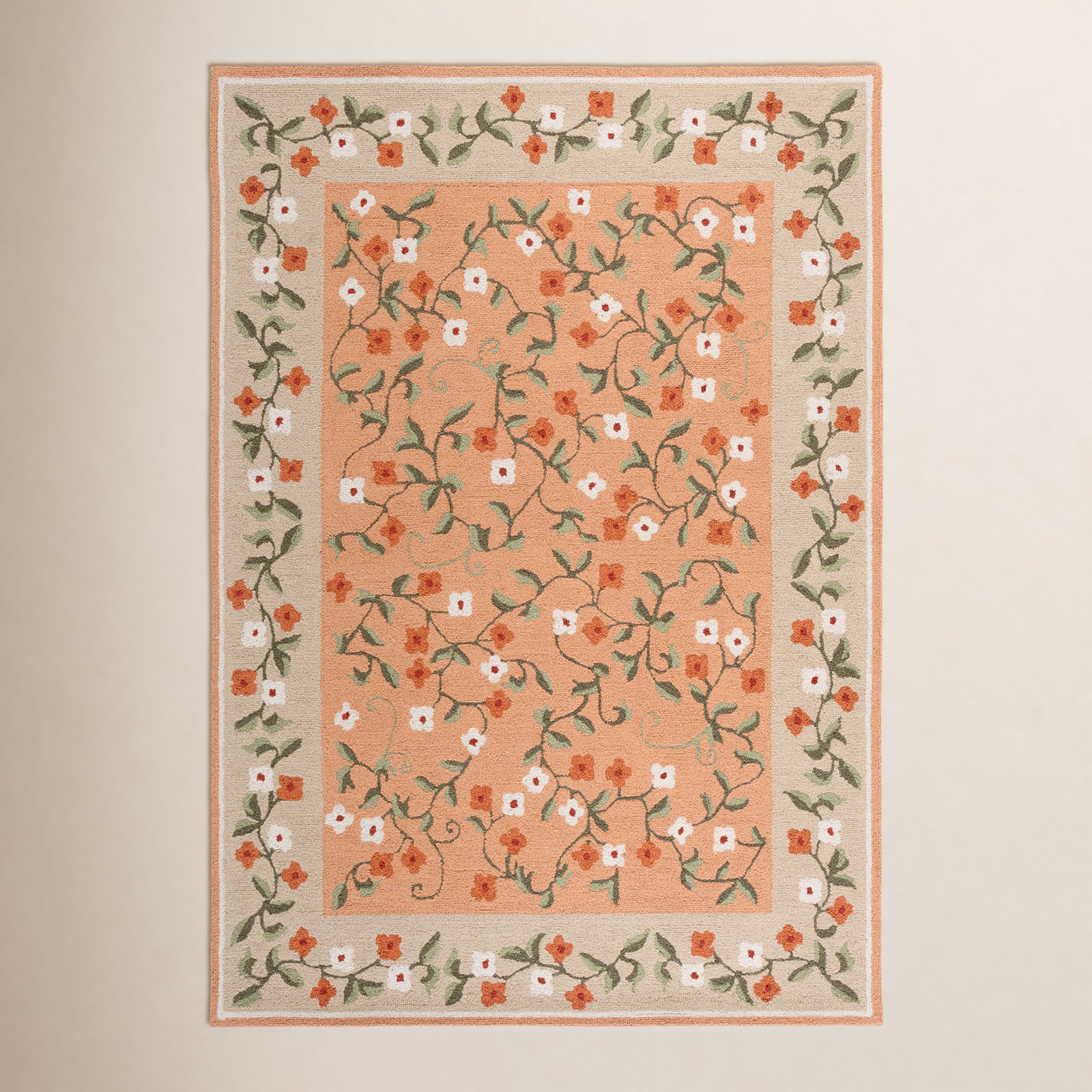 Hand-Tufted Wool Floral Outdoor Rug, Rectangle 4' x 6'