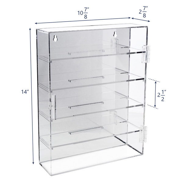 3-Set Clear 14 x 4 Wall Mount Acrylic Shelves w/ Dual Install Optio