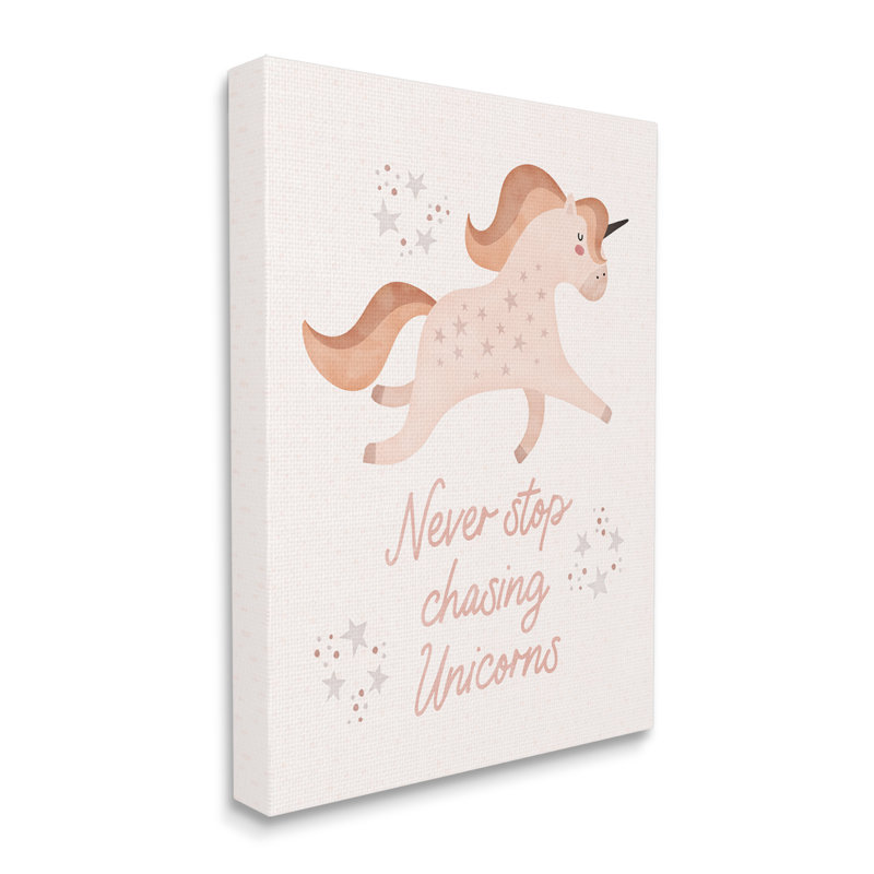 «Never Stop Chassing Unicorns» par Nina Blue - impression, H 20 po x l 16 po x P 1,5 po, Toile tendue
