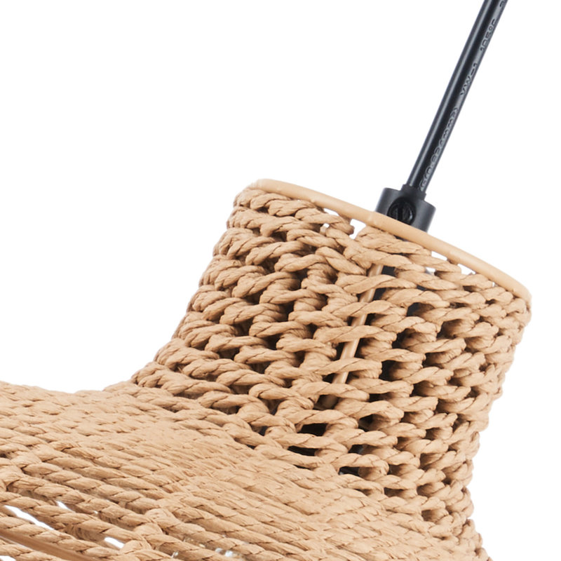 Matte Black Handwoven Hemp Rope Dome Pendant Light