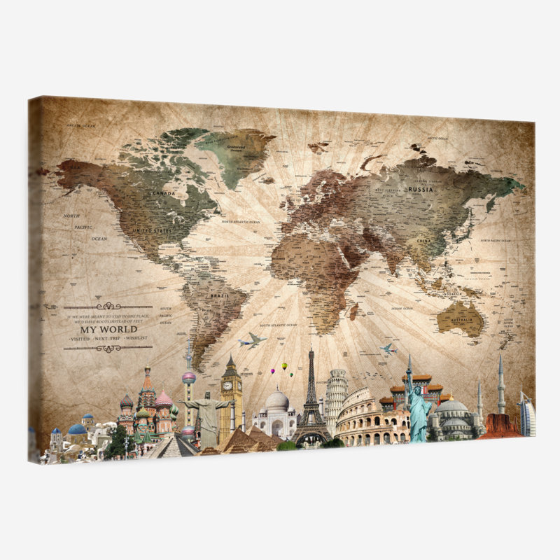 «Not Meant To Stay Push Pin World Travel» Amrico, 16" H x 24" W