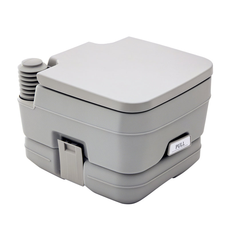 Toilettes de camping portatives rondes d'une pièce de 2,8 gallons à double chasse d'eau (siège inclus)