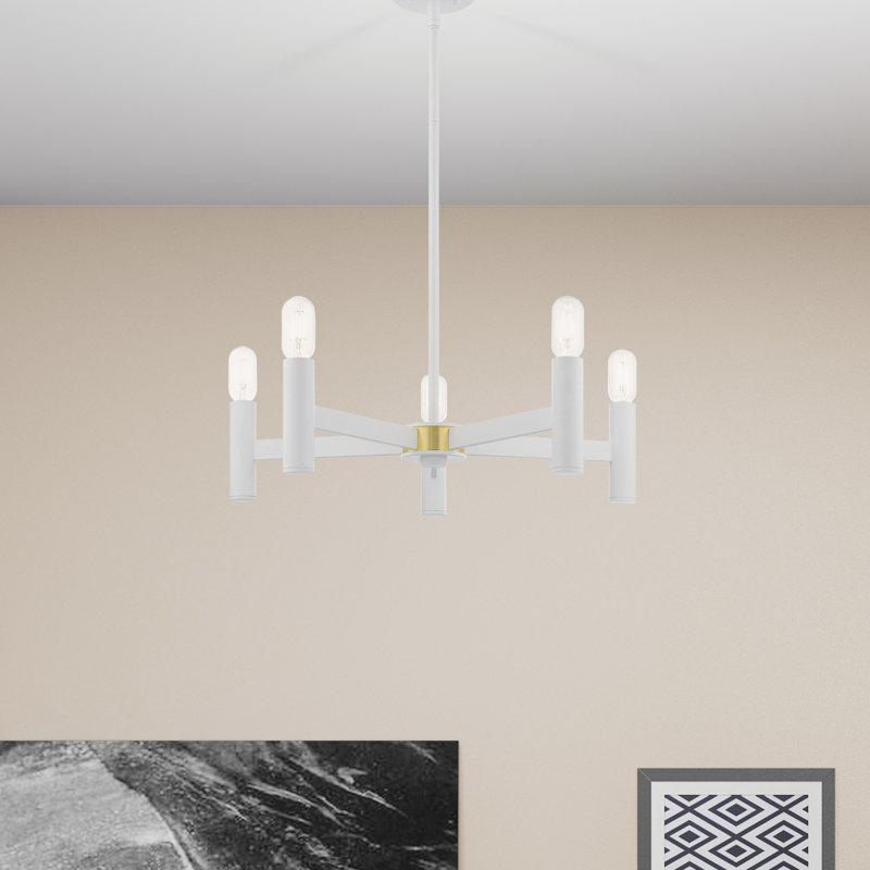 Martella 5-Light Chandelier, White, 6" H x 25" W x 25" D
