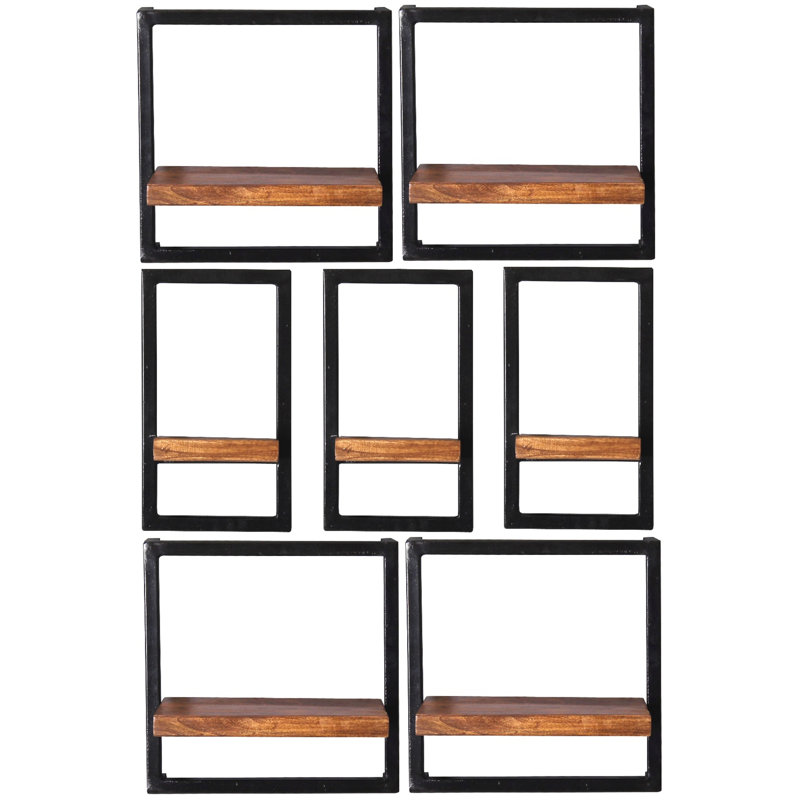 McSwain 7 Piece Bracket Shelf, Dark Brown/Black