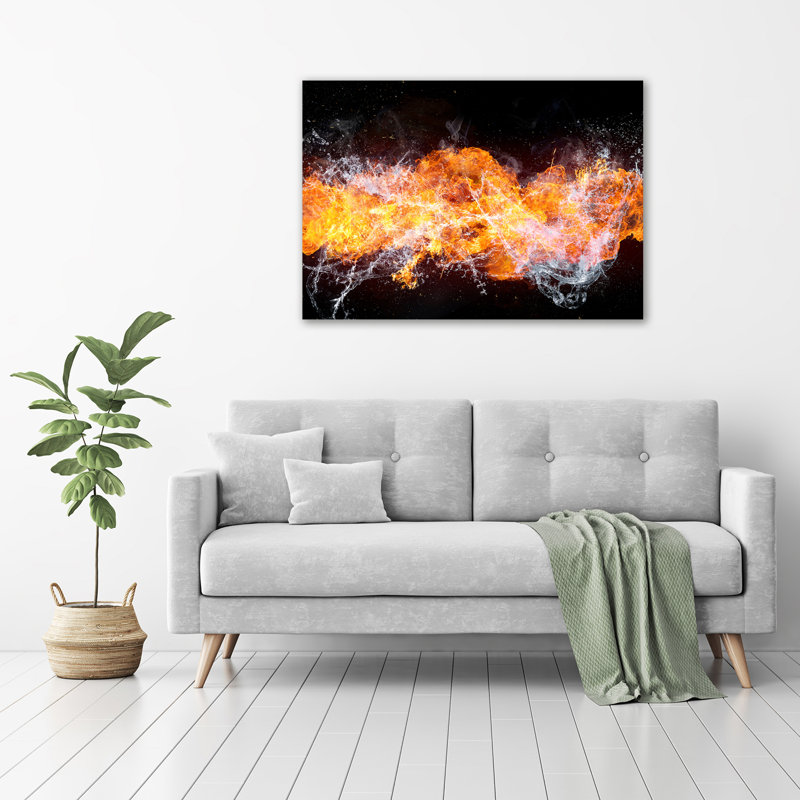 Fire Versus Water - No Frame Print on Canvas