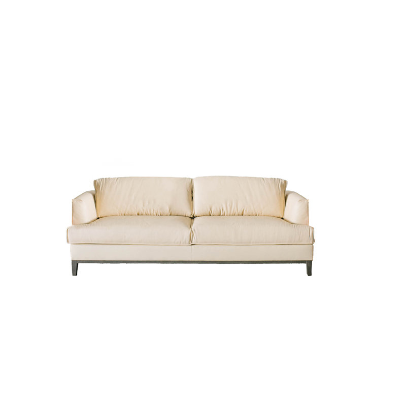 Idith Cognac Top Grain Leather Love, Cuir crème, 32" H x 66" W x 38" D