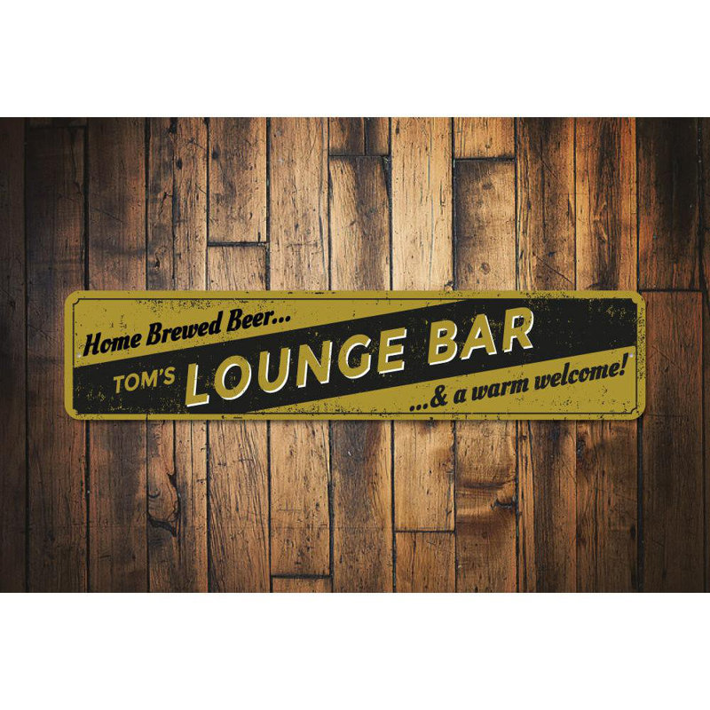 Enseigne en métal Lounge Bar, H 6 po x l 24 po x P 0,06 po