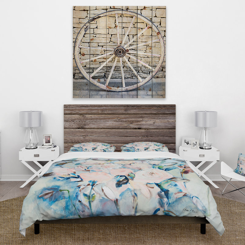 Farmhouse / Country Floral Duvet Cover, King Duvet Cover + 2 Shams
