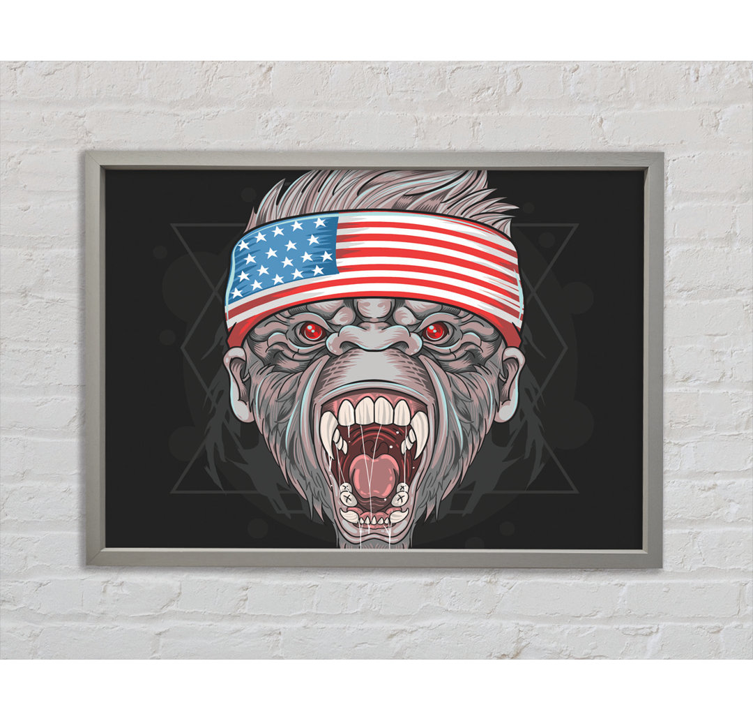 Leinwandbild Angry Gorilla American Flag