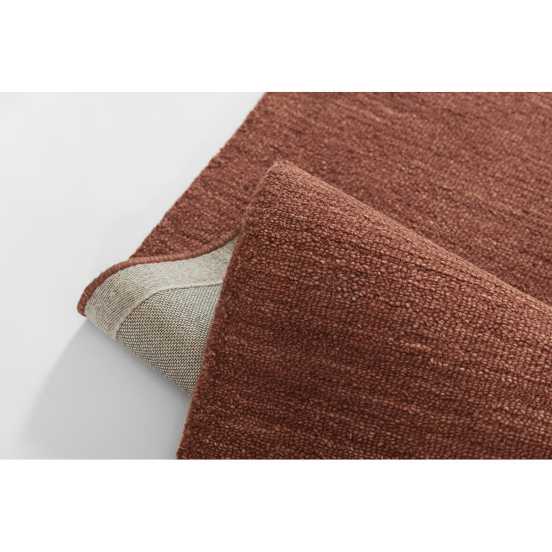 Ebern Designs Wulfsohn Solid Color Wool Hand Tufted Rust Area Rug, Rectangle 2' x 3'