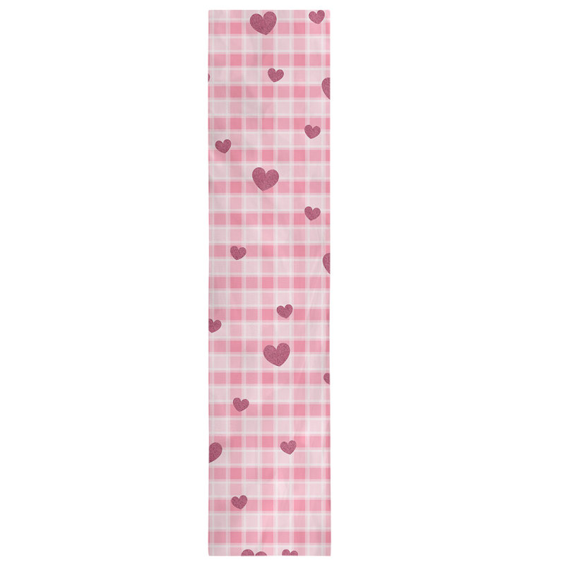 Chemin de table fête du saint-valentin hole hol, L 72 po x l 16 po, Rose / bourgogne, Polyester