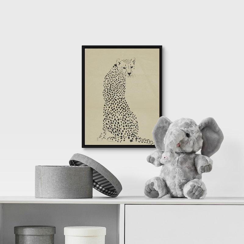Décoration murale guépard i kids, H 14 po x l 11 po x P 1,2 po, Cadre pour toile flottant noir