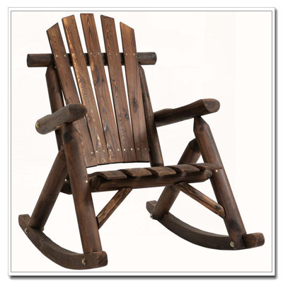 Chaise berçante Adirondack rustique à une personne avec siège à lattes