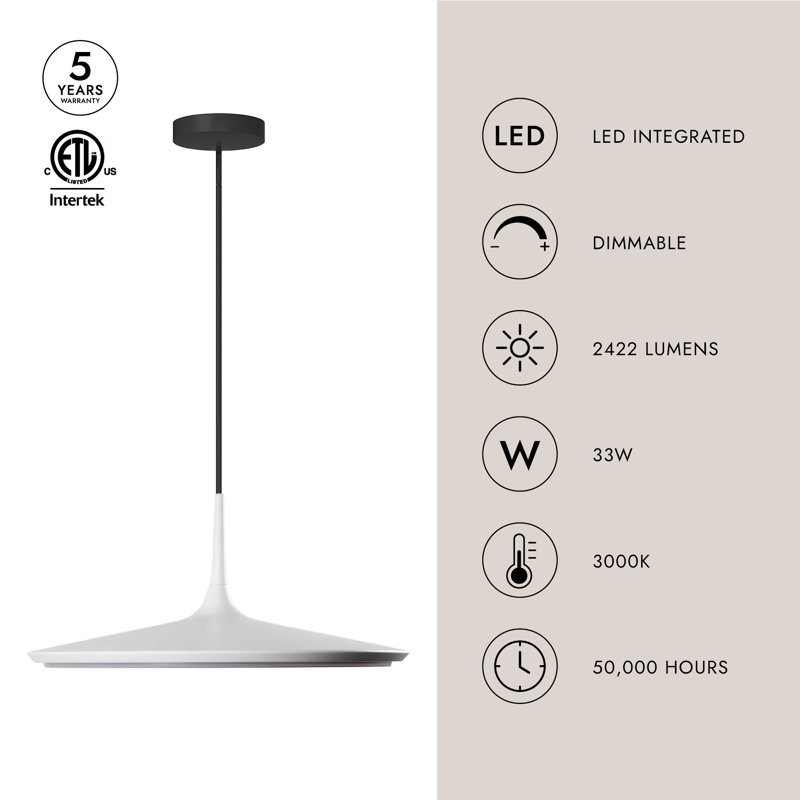 1 - Light LED Pendant, White