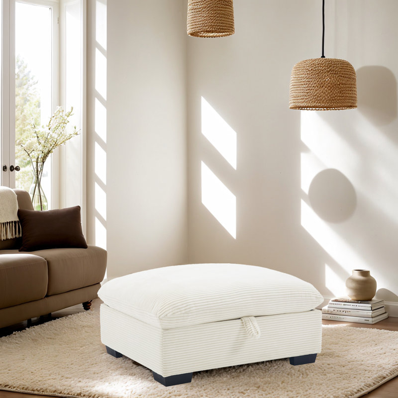 Upholstered Ottoman, Beige