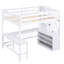 Lit mezzanine double blanc avec bureau en L, rangement et escalier - Solution pratique intégrée pour meubles de chambre à coucher-774768351