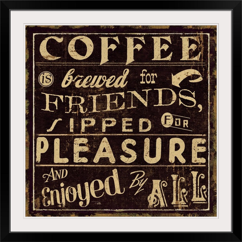 « coffee quot ii rétro », H 28 x l 28 po x P 1 po, Cadre noir