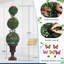 Paquet de 2 arbres topiaires artificiels 4pi avec pot, 4 plantes d'extérieur artificielles avec mousse et décor pour porche