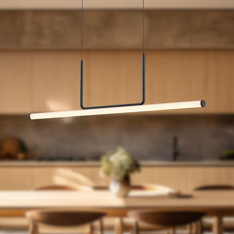 Vesper 1 - Light LED Pendant, 13.63" H x 48.25" W x 1.75" D, Black