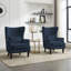 Ensemble de 2 fauteuils à oreilles capitonnés 31,5 po avec structure en bois massif et pieds en bois d'hévéa-1738112114-1722727552
