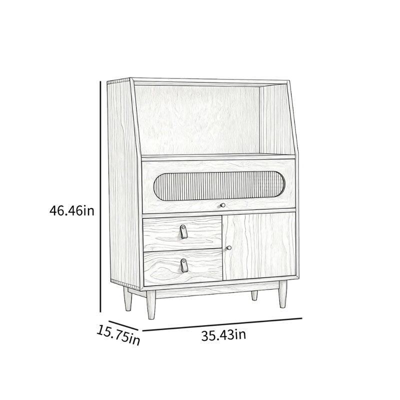 Petite armoire d'appoint multifonctionnelle pour petit ménage, Noyer
