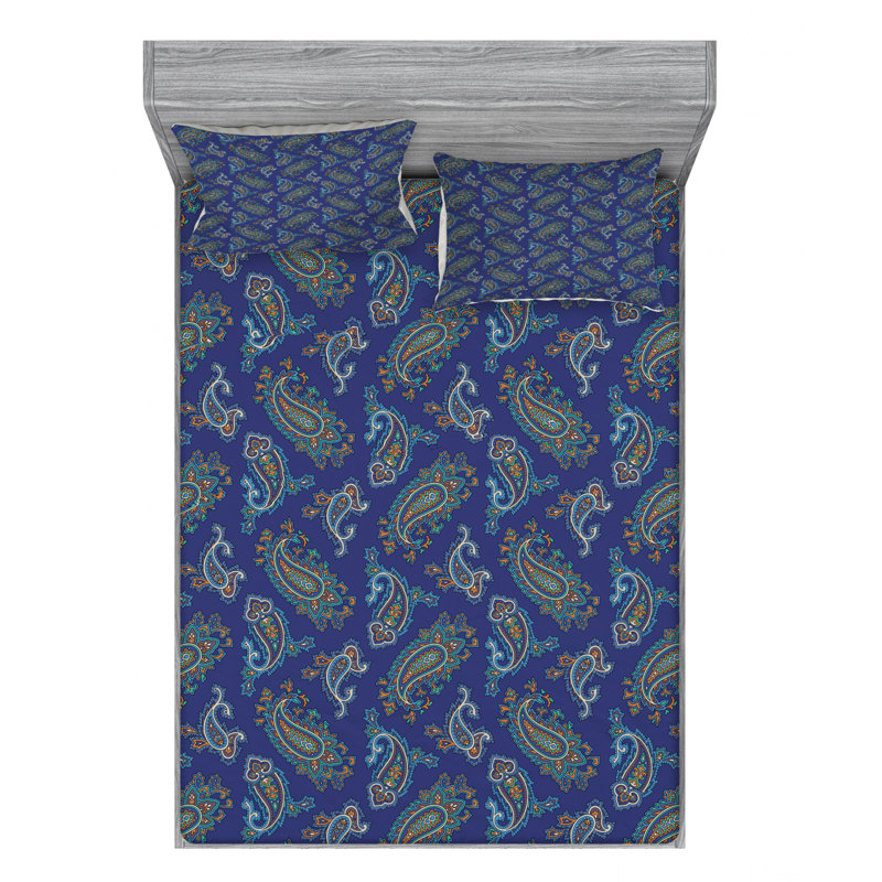 Microfiber Floral Sheet Set, Full, Paisley 6