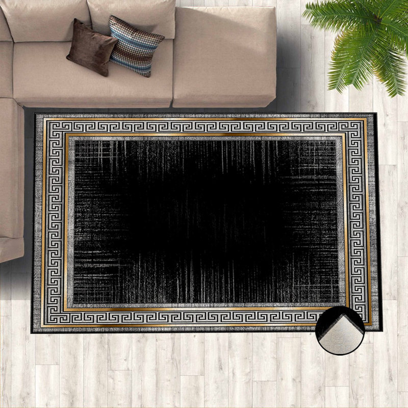 Premium Woven Carpet, 4 ft x 6 ft, 100% Polyester, 740 g/m² | Non-Slip Felt Dot Underside, Machine Washable at 86°F, Low Pile Height: 0.2 in | Digital Print Design, Easy to Clean & Maintain, Ideal for Living Room & Office