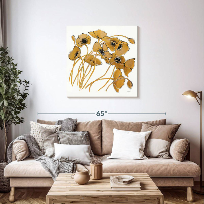 Coquelicots Harnek Gold Black Line II, H 36 po x l 36 po