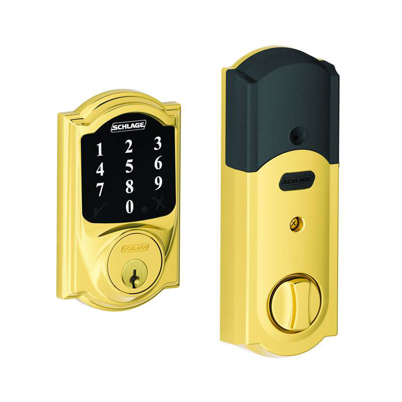 Single Cylinder Keyless Electronic Deadbolt, Bright Brass