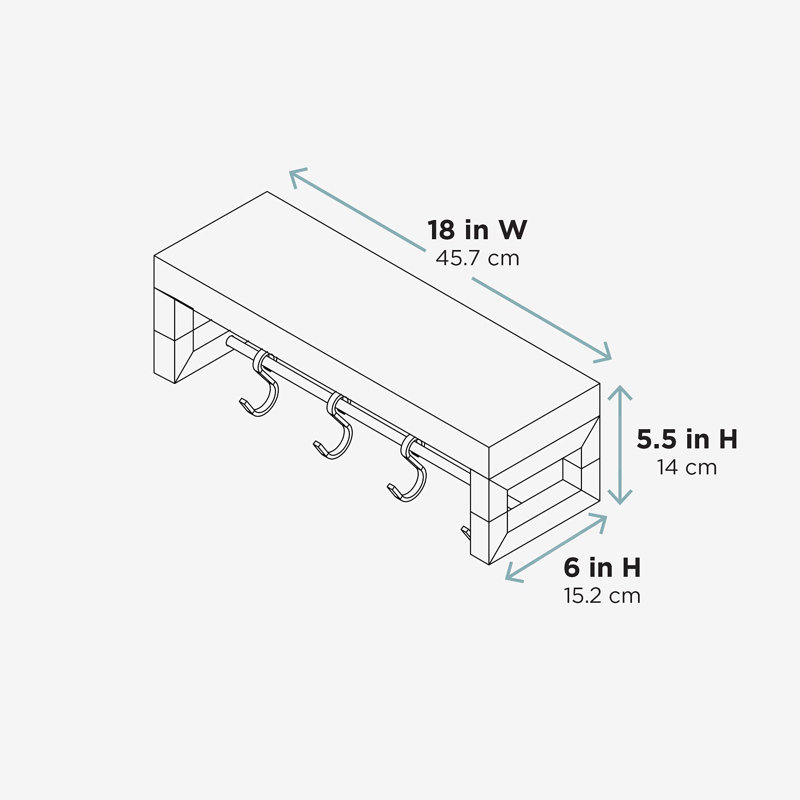 Wall Shelf with Towel Bar and Adjustable Hooks
