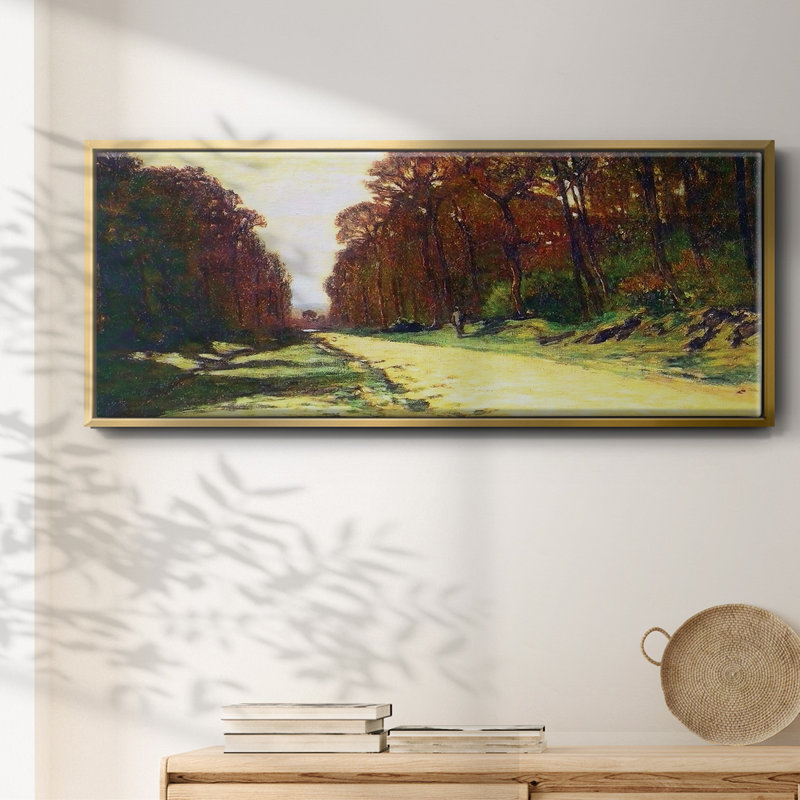 Route dans une forêt Fontainebleau, 1864 - toile encadrée, H 20 po x l 50 po