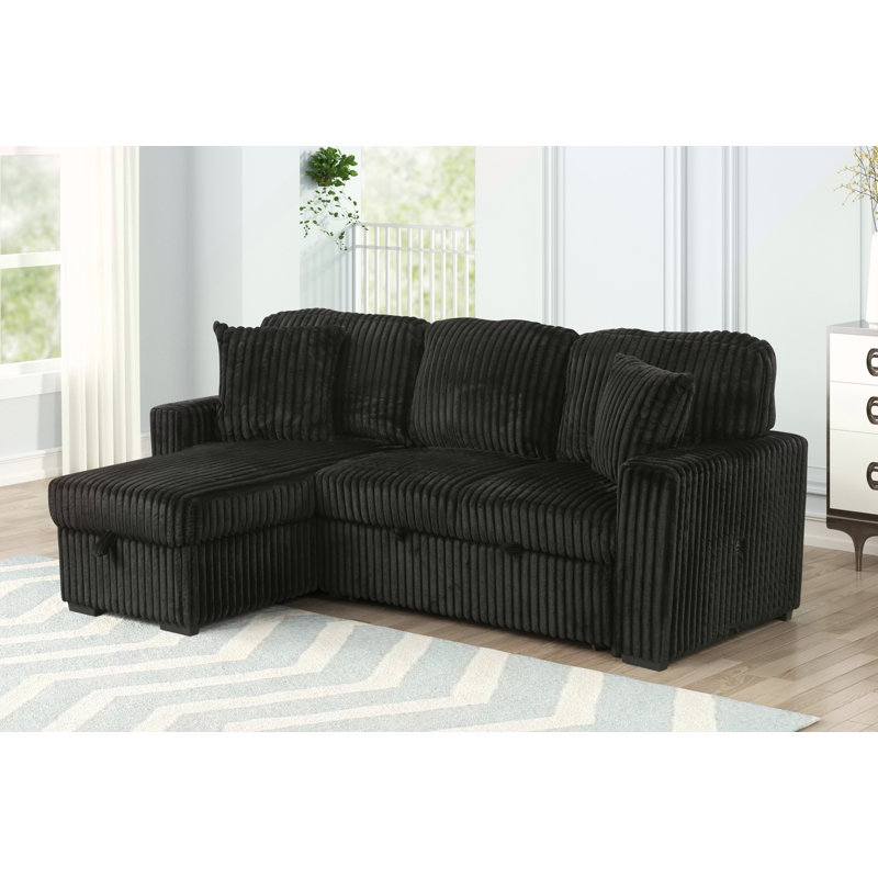Canapé modulaire moelleux avec canapé-lit en tissu de velours - noir