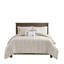 Housse de couette en coton teinté pour très grand lit 3 pièces avec rayures taupe et blanches