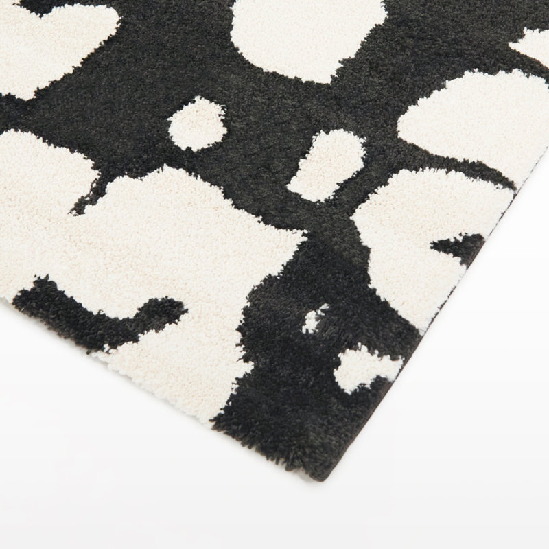 Hageman Charcoal/Cream Abstract Modern Area Rug, Rectangle 5'3" x 7'