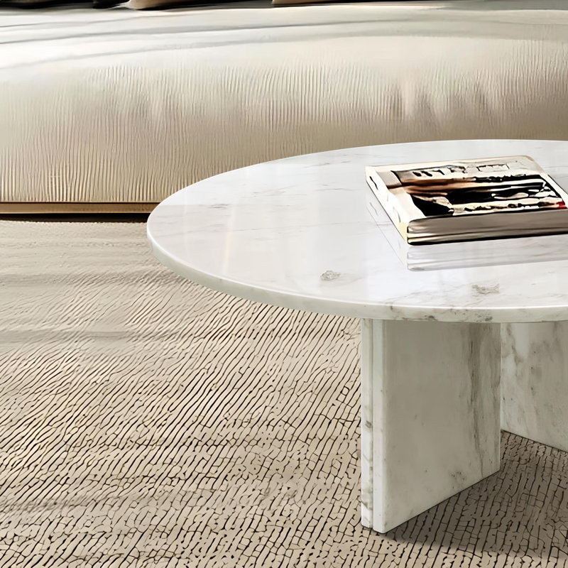 ensemble de tables basses en marbre naturel, Blanc/naturel