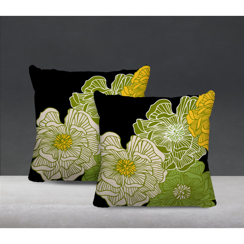Housse et insert de coussin décoratif intérieur / extérieur en mélange de polyester, L 15 po x H 15 po, Chartreuse