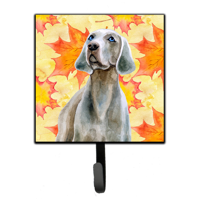 Eliane Metal Wall Organizer with Key Hooks, Brown/Salmon/Blue, Weimaraner