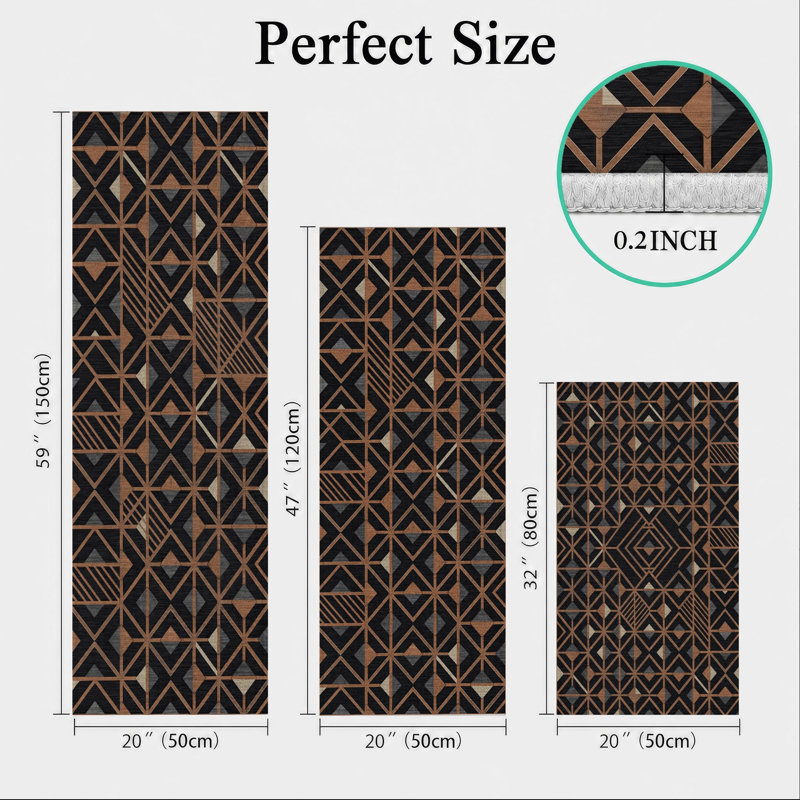 Geometric Pattern Non-Slip Washable Kitchen Mats