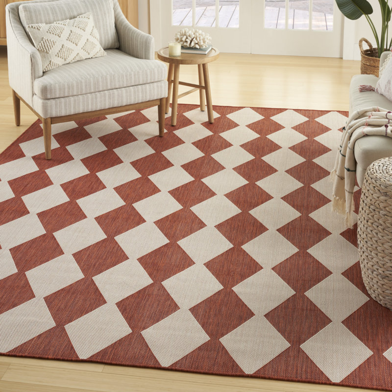Tapis intérieur / extérieur rectangulaire Positano, Rectangle 6 pi x 9 pi, Orange