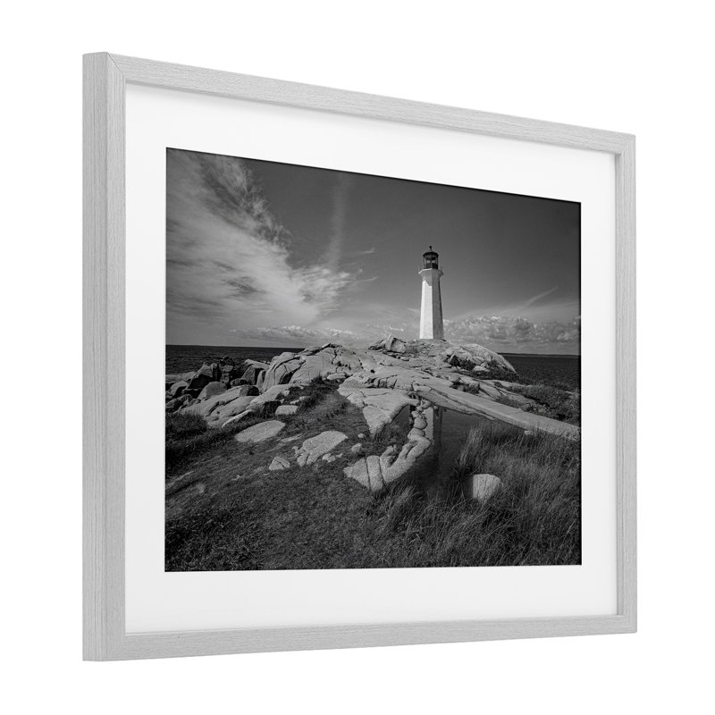 Cœur de phare, reproduction encadrée sous verre, conception de Norm Stelfox, H 14 po x l 20 po, Cadre de ferme gris