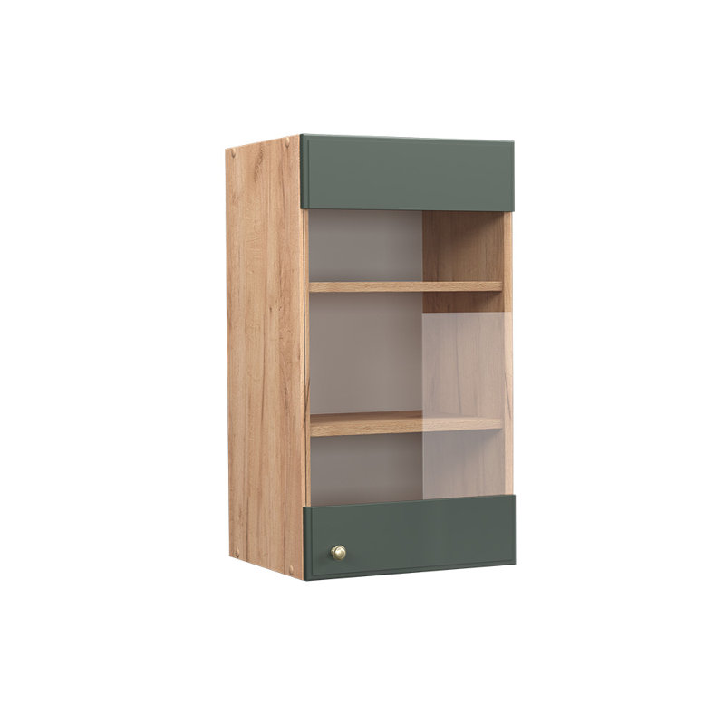 Glass Cabinet Anthracite/Green, Country House Style, Brown/Grey