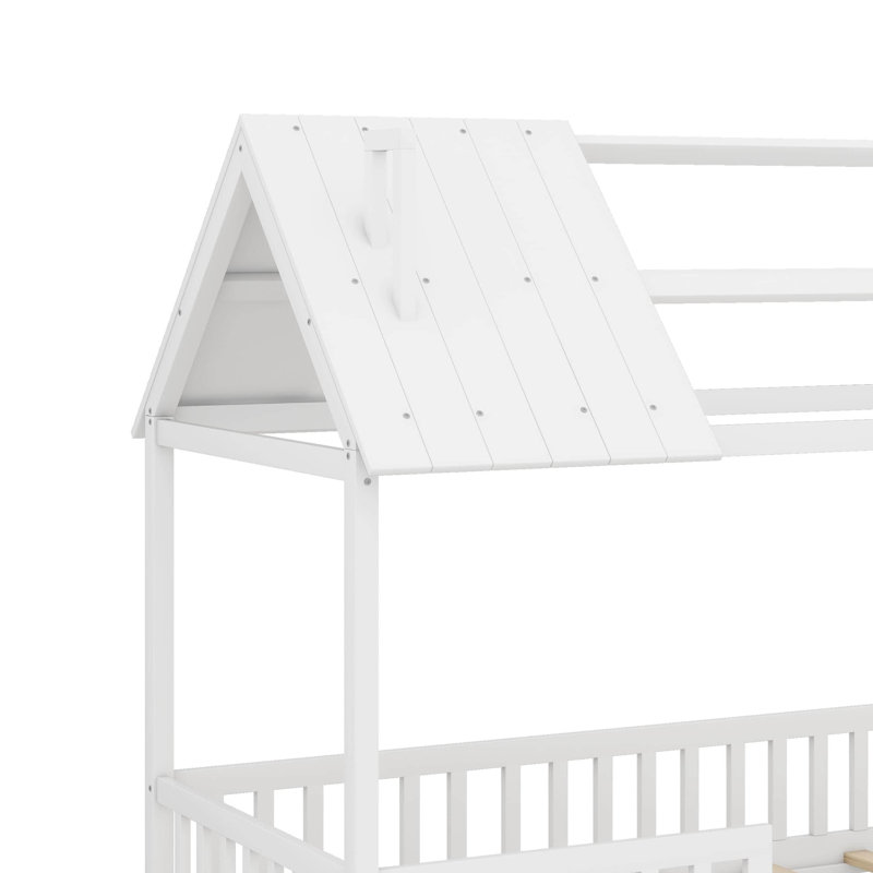 Lit simple en bois avec clôture, Blanc