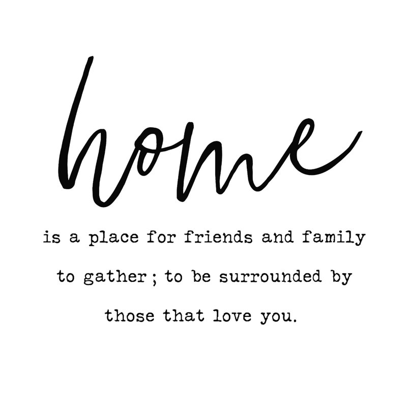 Home Is For Friends and Family, H 12 po x l 12 po