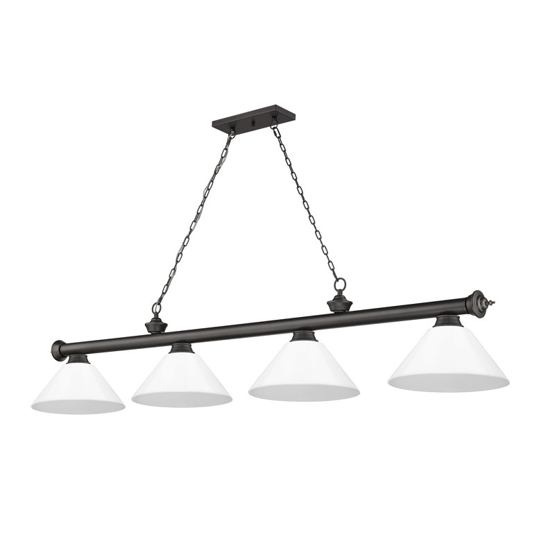 Annaleisa Traditional Bronze 4-Light Billiard Pendant with White Shades