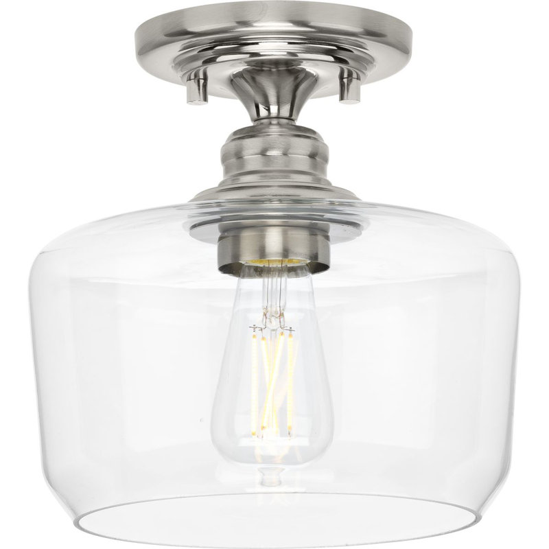 Glass Semi Flush Mount, Brushed Nickel